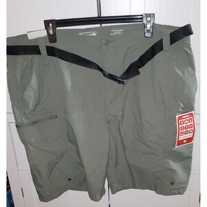 Coleman Mens XXL Sage Green Nylon Cargo Hiking Shorts UPF 50 Quick Dry Web Belt